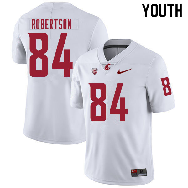 Youth #84 T.J. Robertson Washington State Cougars College Football Jerseys Sale-White - Click Image to Close